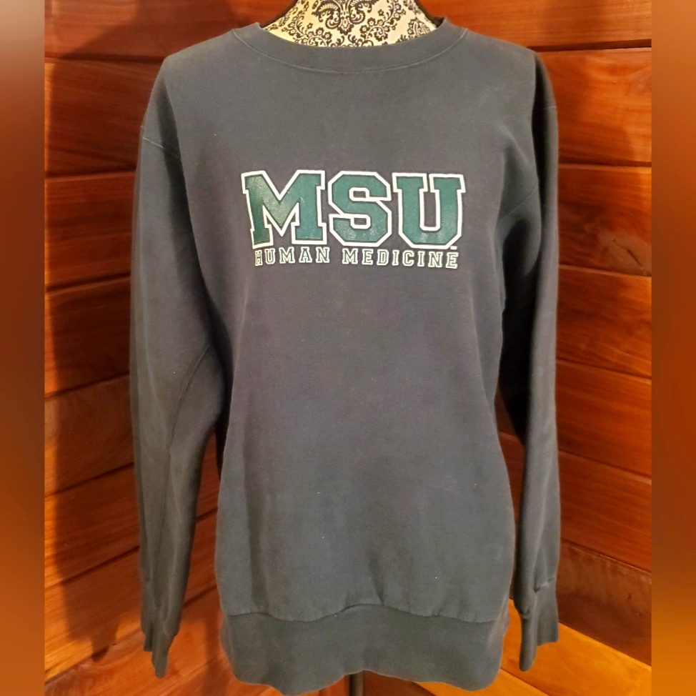 Michigan State Vintage Sweatshirt Human Medicine Small By Mv Sport Pro Weave